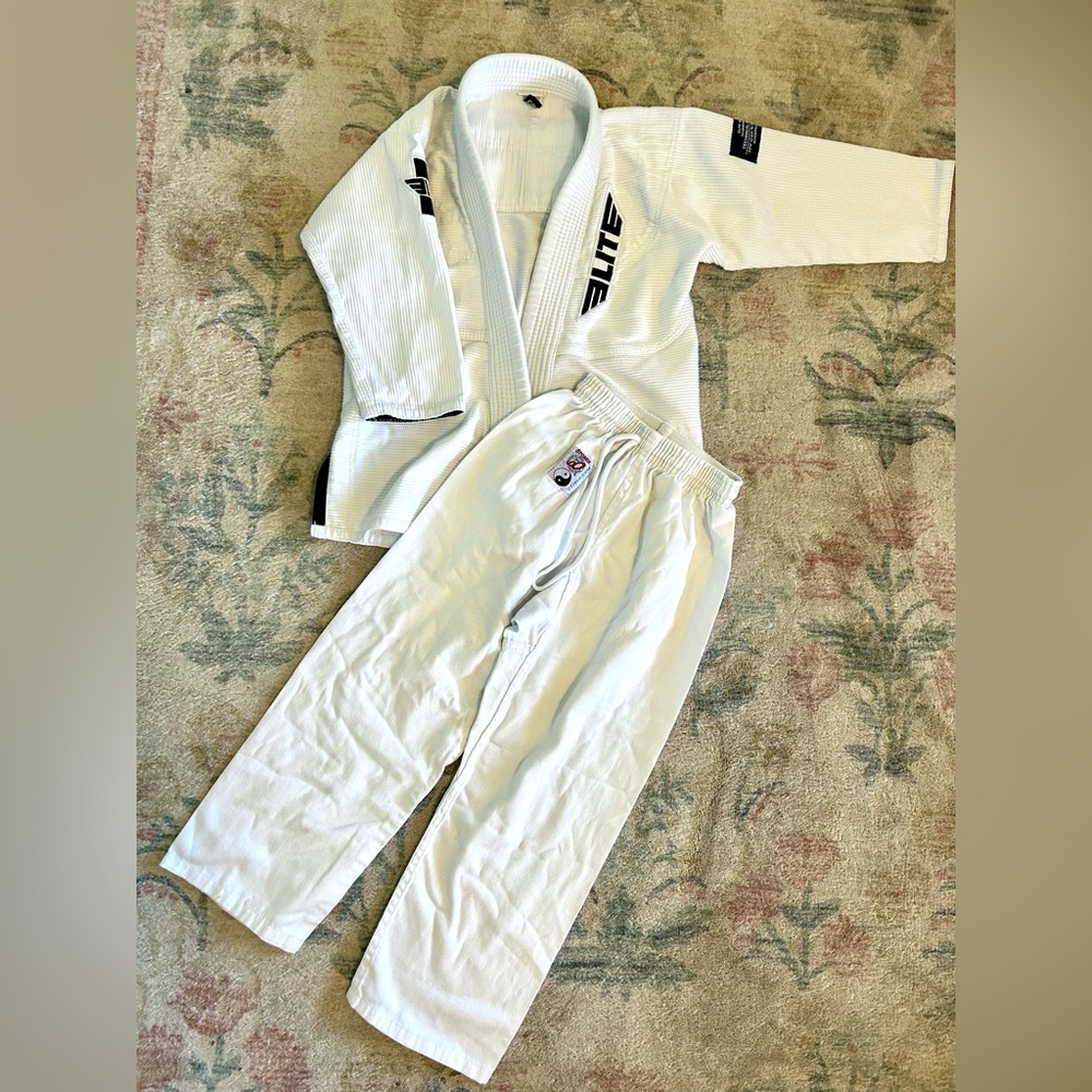 Elite Martial Art Brazilian Jujitsu GI White Uniform Set Size Youth C0 Otomix
